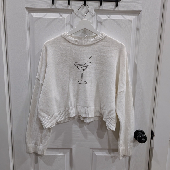 moon & madison White Sweater with Martini Design - Picture 2 of 5